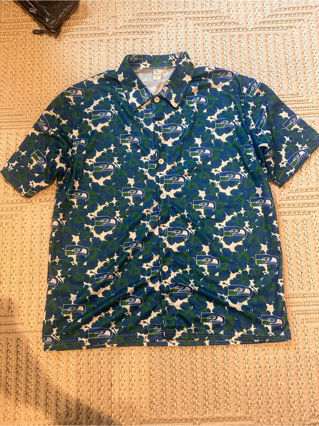 Casual Short-Sleeve Button-Down Shirt - Blue & Green Floral Print